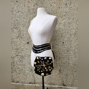 1980s gold suede crossbody purse & belt